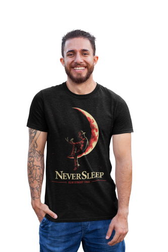 MĘSKA KOSZULKA FILMOWA Z NADRUKIEM NA HALLOWEEN HORROR NEVER SLEEP FREDDY KRUEGER FENOMEN