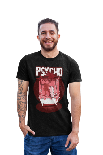 MĘSKA KOSZULKA FILMOWA Z NADRUKIEM NA HALLOWEEN HORROR SIMPSONOWIE PSYCHO 
