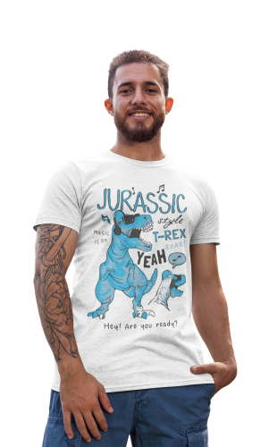 MĘSKA KOSZULKA MUZYCZNA MUZYKA T-REX DINOZAUR JURRASIC STYLE