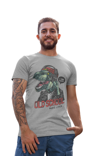 MĘSKA KOSZULKA MUZYCZNA MUZYKA OLD SCHOOL MUSIC LOVER DINOZAUR 