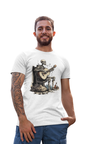 MĘSKA KOSZULKA MUZYCZNA MUZYKA SZKIELET GITARZYSTA CZACHA 