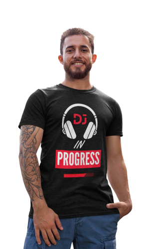 MĘSKA KOSZULKA MUZYCZNA IMPREZOWA SŁUCHAWKI DJ IN PROGRESS 
