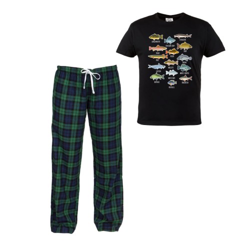 MĘSKA PIŻAMA WĘDKARSKA NA PREZENT DLA WĘDKARZA GATUNKI RYB 1