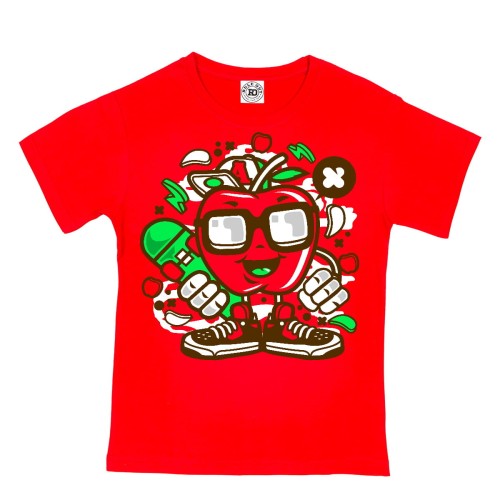 KOSZULKA DZIECIĘCA CASUAL NA PREZENT WESOŁE JABŁKO DESKOROLKA 