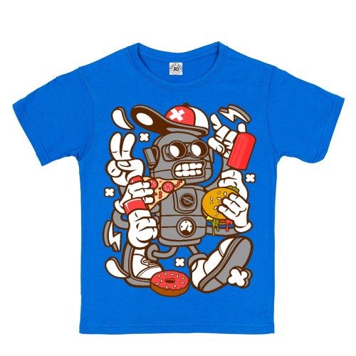 KOSZULKA DZIECIĘCA CASUAL NA PREZENT ROBOT PIZZA LODY