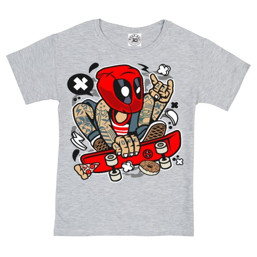 KOSZULKA DZIECIĘCA CASUAL NA PREZENT DEADPOOL NA DESKOROLCE MARVEL 