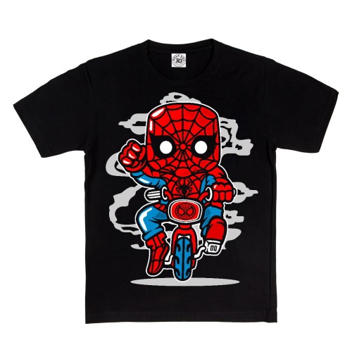 KOSZULKA DZIECIĘCA CASUAL MARVEL SPIDERMAN NA ROWERZE 