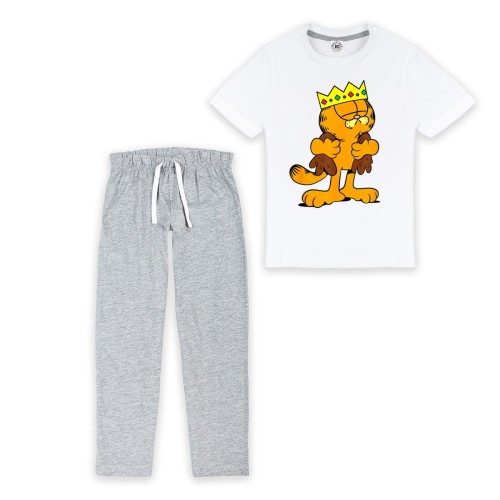 DZIECIĘCA PIŻAMA Z NADRUKIEM BAJKA GARFIELD RUDY KOT W KORONIE KRÓL 1