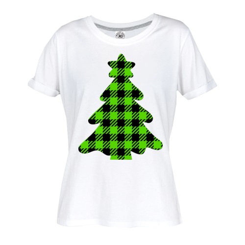 DAMSKA PIŻAMA ŚWIĄTECZNA Z NADRUKIEM CHOINKA W KRATKĘ SZKOCKA KRATA 2