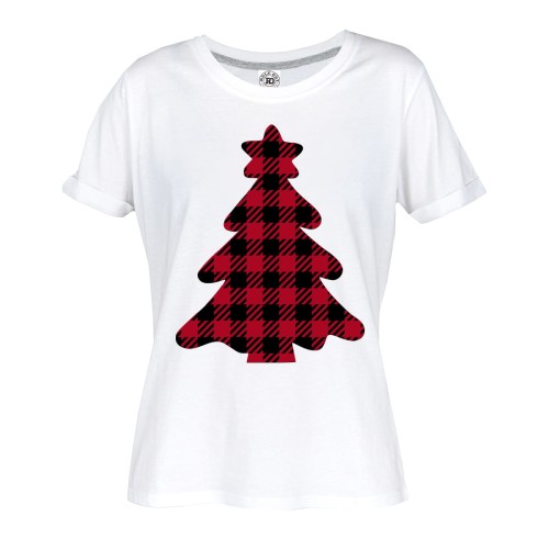 DAMSKA PIŻAMA ŚWIĄTECZNA Z NADRUKIEM CHOINKA W KRATKĘ SZKOCKA KRATA 2