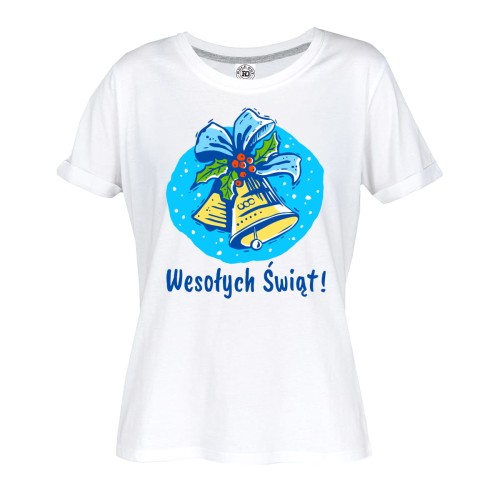 DAMSKA PIŻAMA ŚWIĄTECZNA Z NADRUKIEM DZWONECZKI WESOŁYCH ŚWIĄT 2