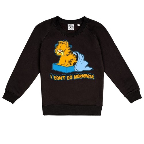 DZIECIĘCA BLUZA BAJKOWA Z ZABAWNYM NADRUKIEM KOMIKS GARFIELD ZASPANY RUDY KOT I DON'T DO MORNINGS 1