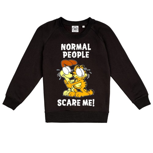 DZIECIĘCA BLUZA BAJKOWA Z ZABAWNYM NADRUKIEM KOMIKS GARFIELD RUDY KOT I PIES ODIE NORMAL PEOPLE SCARE ME 1