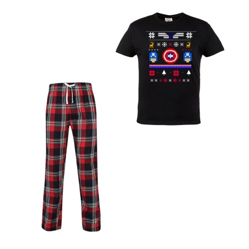 MĘSKA PIŻAMA ŚWIĄTECZNA PREZENT BOŻE NARODZENIE KAPITAN AMERYKA AVENGERS MARVEL PIXEL OLSCHOOL GAME STYLE 1