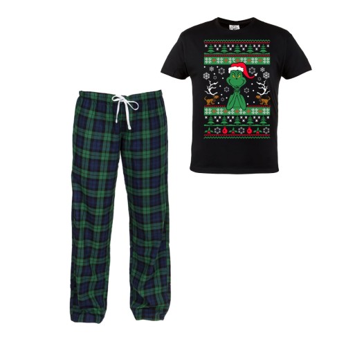 MĘSKA PIŻAMA ŚWIĄTECZNA PREZENT BOŻE NARODZENIE GRINCH ZIELONY STWÓR 1