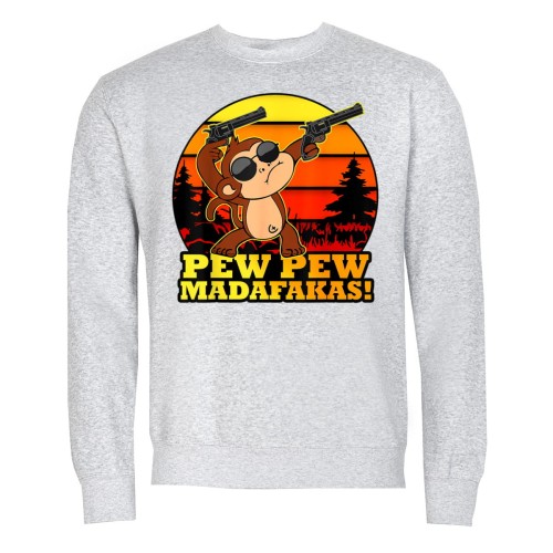 MĘSKA BLUZA PEW PEW MADAFAKAS MAŁPA REWOLWER 