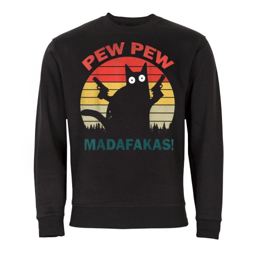 MĘSKA BLUZA PEW PEW MADAFAKAS KOT CAT PISTOLETY 