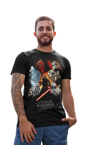 KOSZULKA MĘSKA FILMOWA STAR WARS GWIEZDNE WOJNY POSTACIE MIECZ ŚWIETLNY 