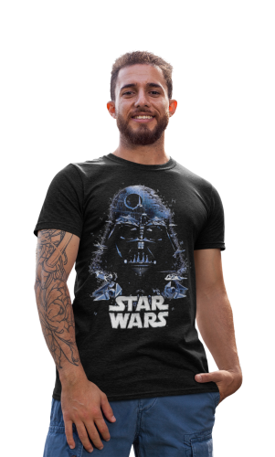 KOSZULKA MĘSKA FILMOWA STAR WARS GWIEZDNE WOJNY DARTH VADER STATKI KOSMICZNE
