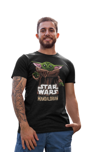 KOSZULKA MĘSKA FILMOWA STAR WARS GWIEZDNE WOJNY MANDALORIAN DIN GROGU MAŁY JEDI 
