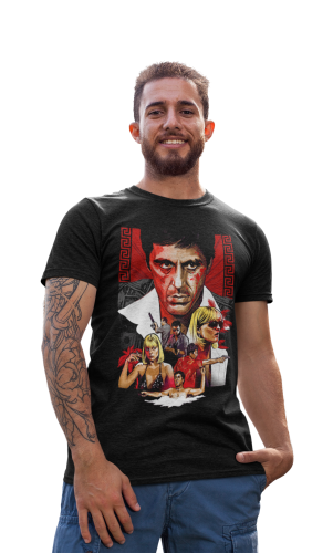 KOSZULKA MĘSKA FILMOWA SCARFACE CZŁOWIEK Z BLIZNĄ TONY MONTANA AL PACINO KINO GANGSTERSKIE 