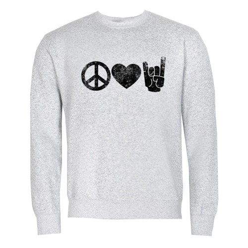 MĘSKA BLUZA MUZYCZNA PEACE LOVE ROCK & ROLL SYMBOLE 