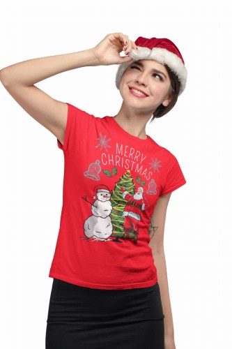 DAMSKA KOSZULKA NA ŚWIĘTA MERRY CHRISTMAS BOŻE NARODZENIE MIKOŁAJ CHOINKA 