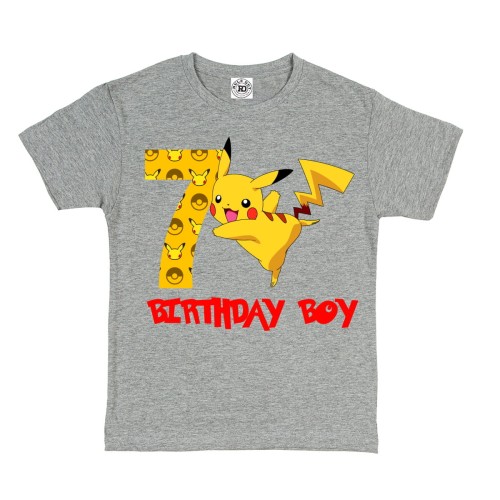 KOSZULKA DZIECIĘCA URODZINOWA NA 7 URODZINY DLA CHŁOPCA PIKACHU POKEMON 1