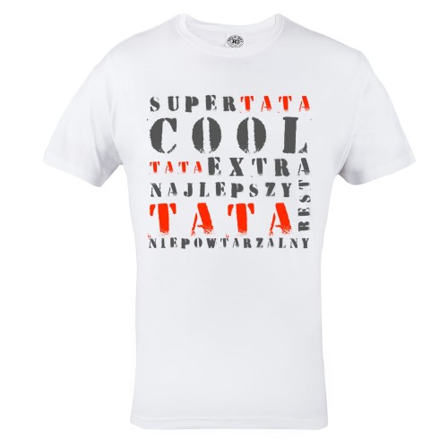 KOSZULKA MĘSKA PREZENT NA DZIEŃ OJCA SUPER TATA COOL TATA CZERWONY