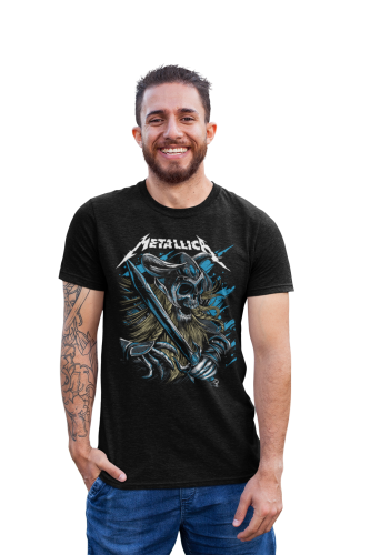 KOSZULKA MĘSKA MUZYCZNA ZESPÓŁ METALLICA CZASZKA SZKIELET Z MIECZEM 