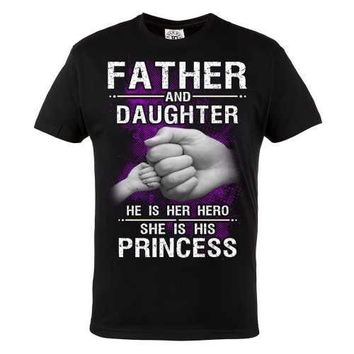 KOSZULKA MĘSKA PREZENT NA DZIEŃ OJCA  PREZENT NA DZIEŃ OJCA FATHER AND DAUGHTER HE IS HER HERO SHE IS HIS PRINCESS