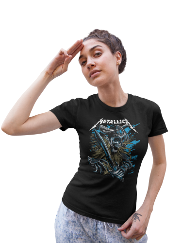 KOSZULKA DAMSKA MUZYCZNA DLA FANKI ZESPOŁU METALLICA SZKIELET DIABELSKIE ROGI 