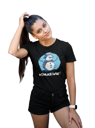 KOSZULKA DAMSKA NA ŚWIĘTA BOŻE NARODZENIE WESOŁYCH ŚWIĄT BAŁWANEK ZIMA 