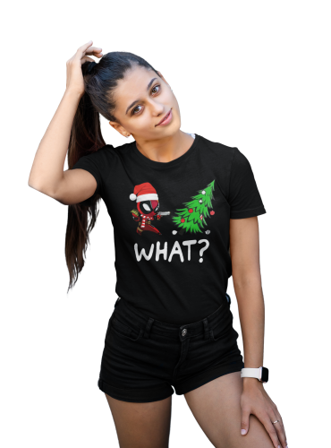 KOSZULKA DAMSKA NA ŚWIĘTA BOŻE NARODZENIE MARVEL DEADPOOL VS CHOINKA 