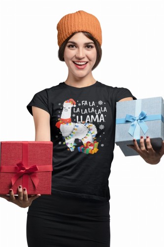 KOSZULKA DAMSKA NA ŚWIĘTA BOŻE NARODZENIE ŚWIĄTECZNA LAMA FA LA LA 