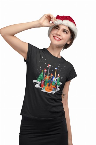 KOSZULKA DAMSKA NA ŚWIĘTA BOŻE NARODZENIE ŚWIĄTECZNE GITARY ZIMA