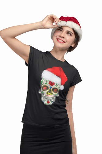 KOSZULKA DAMSKA NA ŚWIĘTA BOŻE NARODZENIE ŚWIĄTECZNA MEKSYKAŃSKA CZASZKA 