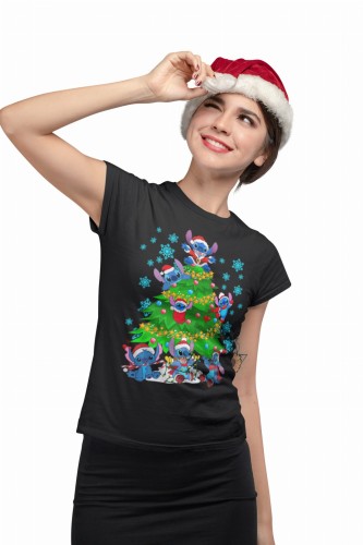 KOSZULKA DAMSKA NA ŚWIĘTA BOŻE NARODZENIE BAJKOWA CHOINKA STICH