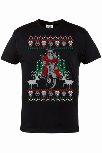 MĘSKA KOSZULKA ŚWIĄTECZNA NA BOŻE NARODZENIE SANTA NA MOTORZE 