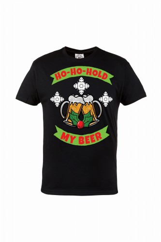 MĘSKA KOSZULKA ŚWIĄTECZNA NA BOŻE NARODZENIE HO-HO-HOLD MY BEER