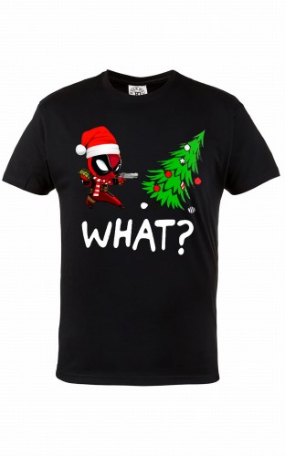 MĘSKA KOSZULKA ŚWIĄTECZNA NA BOŻE NARODZENIE DEADPOOL VS CHOINKA WHAT? 