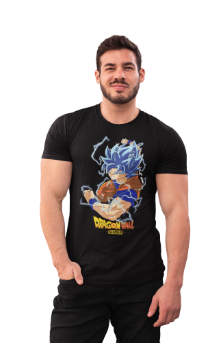 MĘSKA KOSZULKA DRAGON BALL SUPER MANGA ANIME GOKU BLUE WALKA SUPER SAIYANIN 