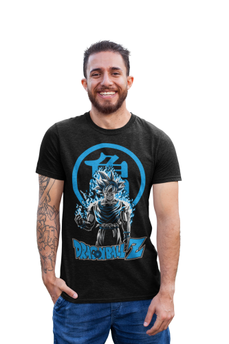 DRAGON BALL Z MĘSKA KOSZULKA Z NADRUKIEM MANGA ANIME GOKU BLUE 3