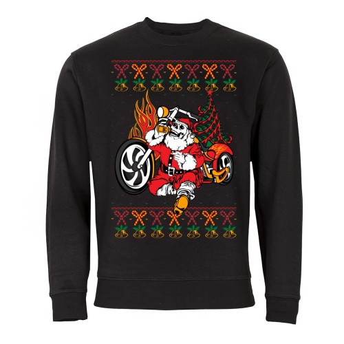 MĘSKA BLUZA ŚWIĄTECZNA ŚWIĘTY MIKOŁAJ Z MOTOCYKLEM BAD SANTA 1