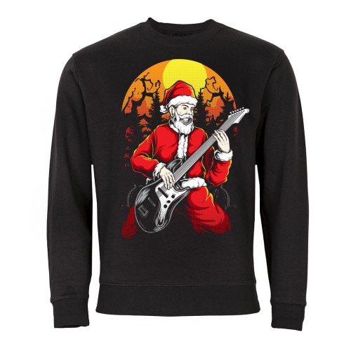 MĘSKA BLUZA ŚWIĄTECZNA ŚWIĘTY MIKOŁAJ Z GITARĄ ROCK AND ROLL 1
