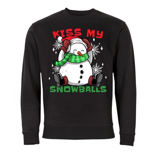 MĘSKA BLUZA ŚWIĄTECZNA Z ZABAWNYM NADRUKIEM BAŁWANEK KISS MY SNOWBALLS
