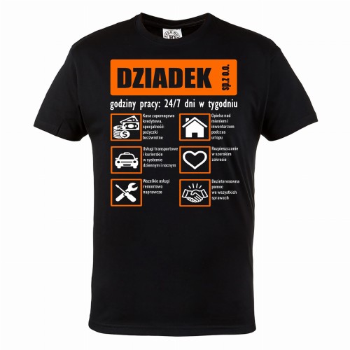 KOSZULKA PREZENT NA DZIEŃ DZIADKA FIRMA DZIADEK GODZINY PRACY TORBA GRATIS 2