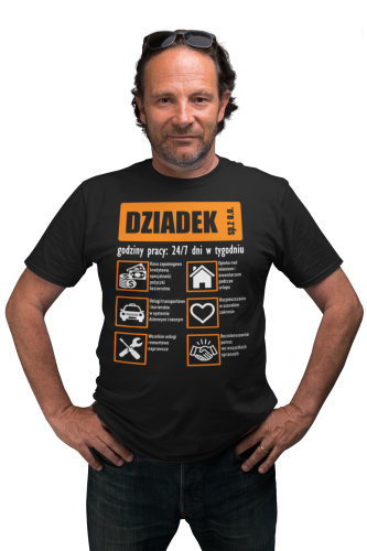 KOSZULKA PREZENT NA DZIEŃ DZIADKA FIRMA DZIADEK GODZINY PRACY TORBA GRATIS 3