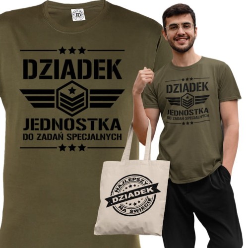 KOSZULKA PREZENT NA DZIEŃ DZIADKA DZIADEK JEDNOSTKA DO ZADAŃ SPECJALNYCH TORBA GRATIS 1
