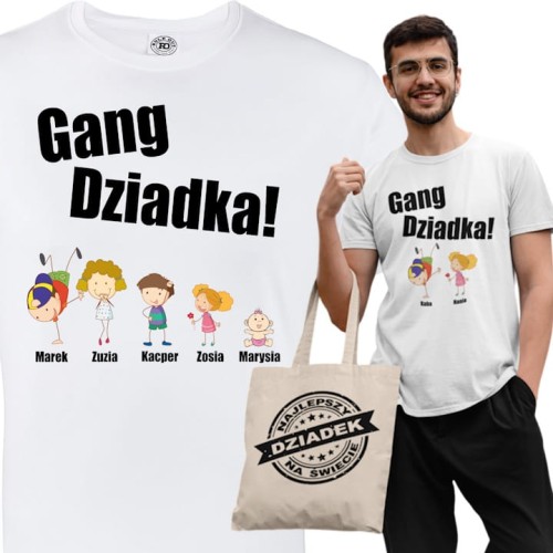 PERSONALIZOWANA KOSZULKA PREZENT NA DZIEŃ DZIADKA GANG DZIADKA TORBA GRATIS 1